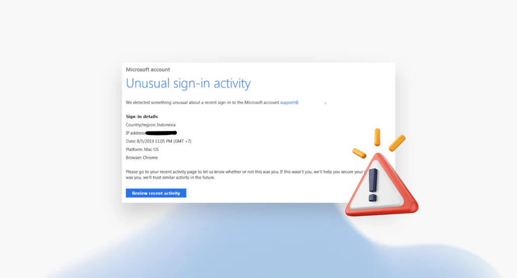suspicious login activity email account unknown device warning